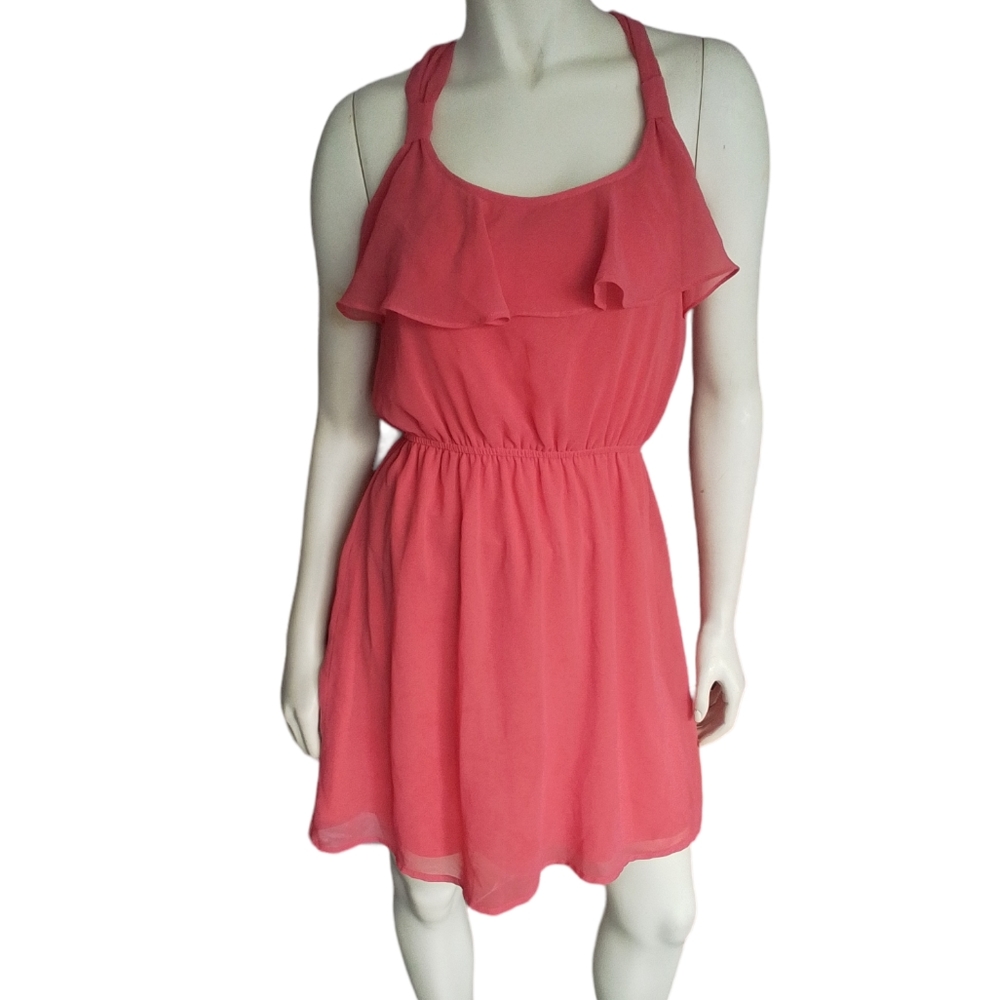 Annabella Silk Ruffles Coral Dress - Picture 13 of 13